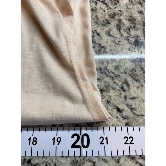 Womens T-Shirt L Floral Print Beige Cap Sleeve V-Neck Lagenlook Cottagecore - Picture 5 of 6